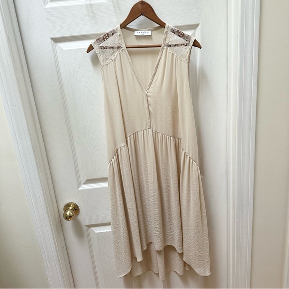 Sandro Cream white lave Sleeveless Dress midi 1 small - Picture 1 of 9